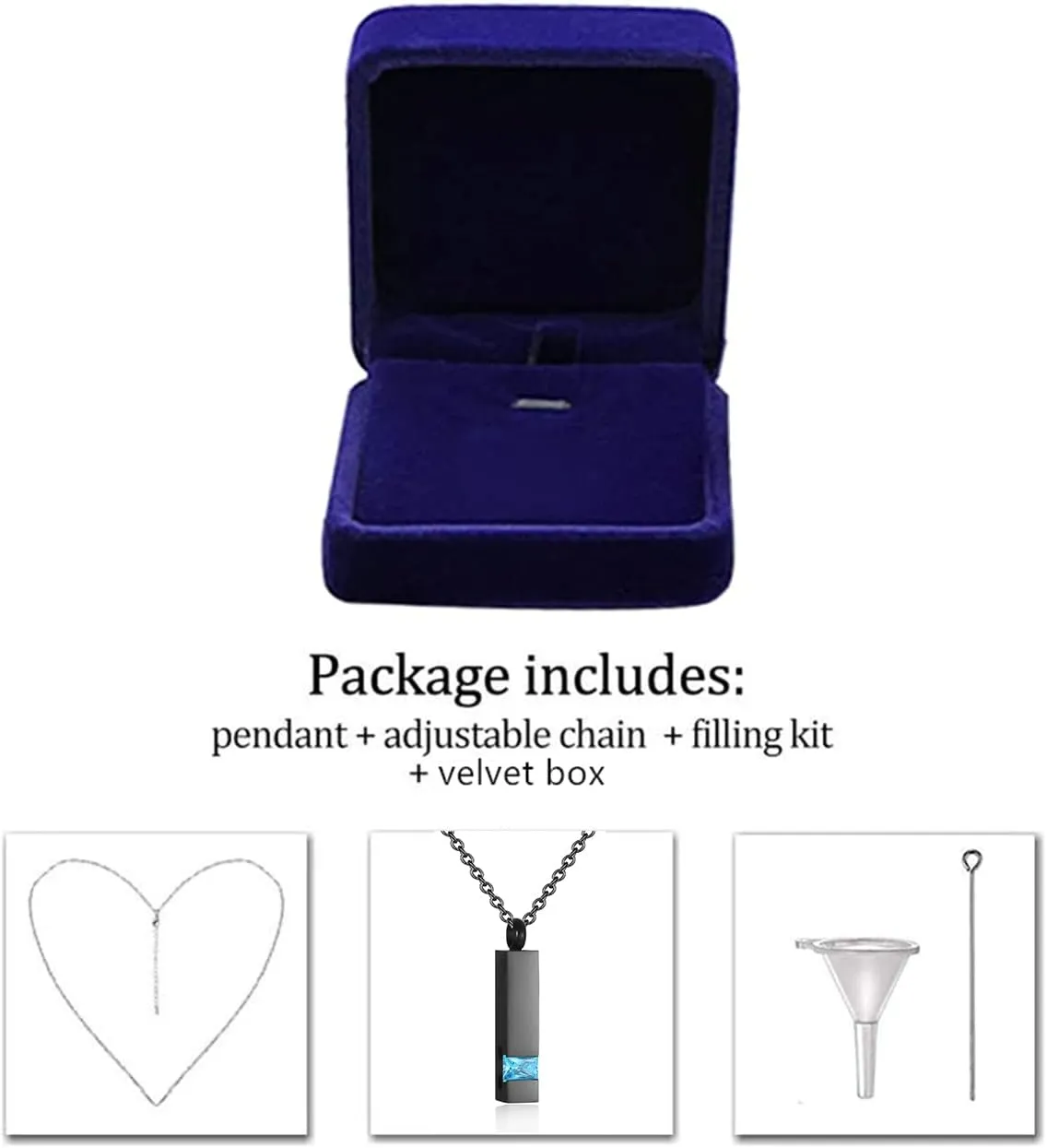 Urn Necklaces for Ashes Stainless Steel Bar Pendant Necklace Cube Memorial Ashes Necklace Crystal Cremation Urn Pendant for Men