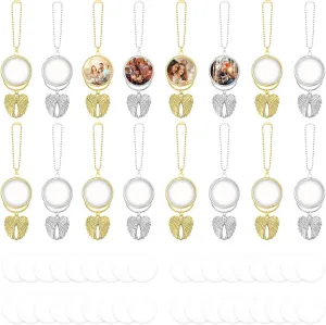 Valkynos Sublimation Keychain Blanks 16 pcs, Personalized Car Hanging Ornament, DIY Rearview Mirror Pendant w/Sublimation Blank Photo Frame for Home Window Christmas Decorations