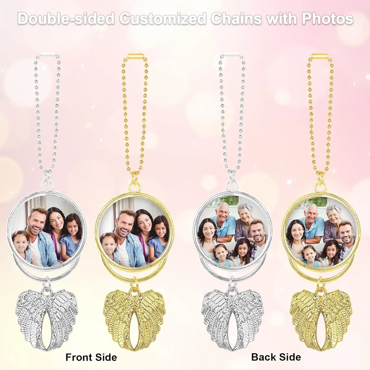 Valkynos Sublimation Keychain Blanks 16 pcs, Personalized Car Hanging Ornament, DIY Rearview Mirror Pendant w/Sublimation Blank Photo Frame for Home Window Christmas Decorations
