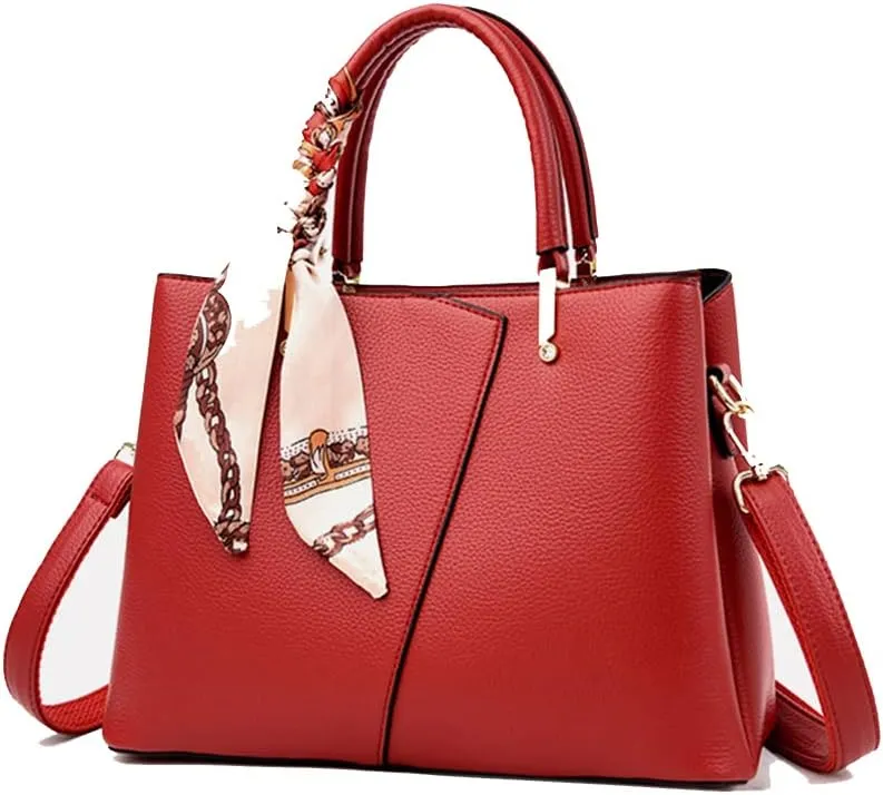 Vegan Leather Satchel Handbag for Women Top Handle Crossbody Bag Fashion Shoulder Bag Tote Large Ladies Purse