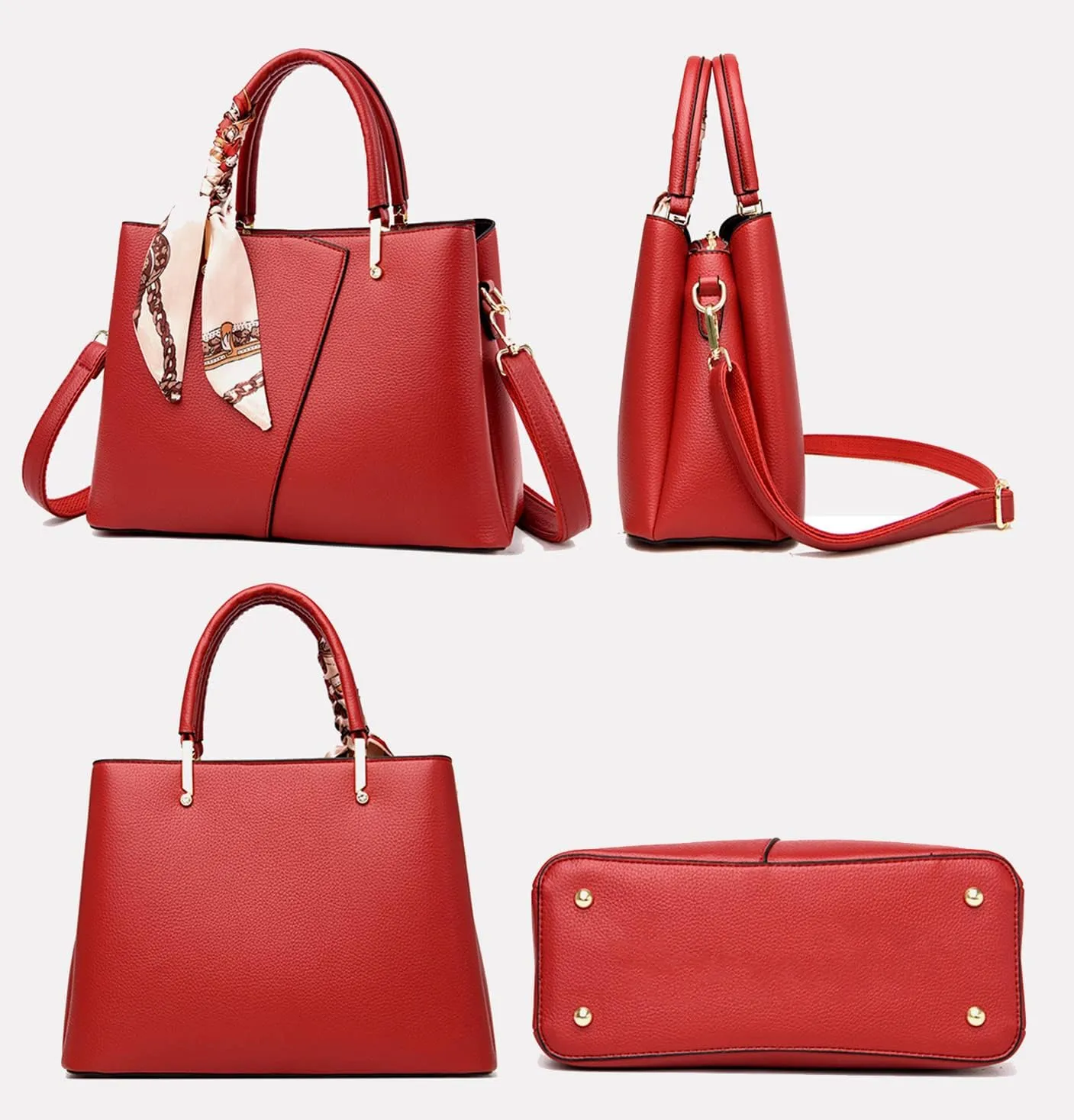 Vegan Leather Satchel Handbag for Women Top Handle Crossbody Bag Fashion Shoulder Bag Tote Large Ladies Purse