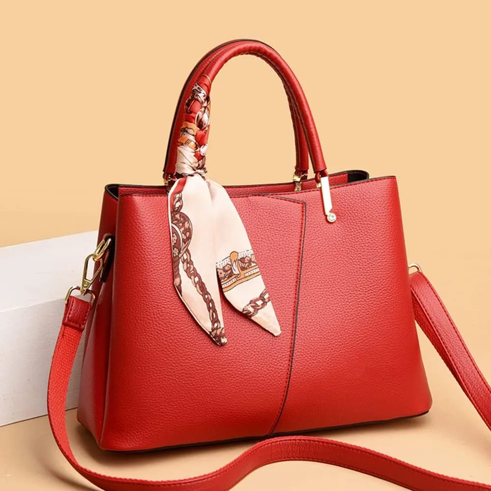 Vegan Leather Satchel Handbag for Women Top Handle Crossbody Bag Fashion Shoulder Bag Tote Large Ladies Purse