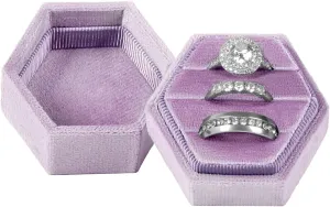 Velvet 3 Slots Jewelry Ring Box Engagement Wedding Box Keepsake Box Bridal Photo Ring Triple Slots Hexagon