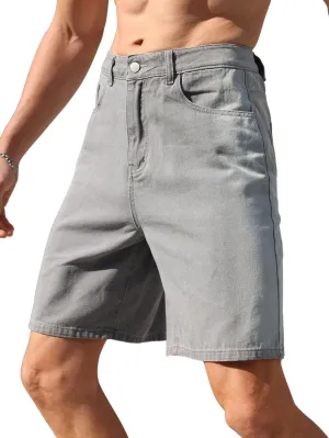 Verdusa Men's Straight Leg Denim Shorts Casual Jean Shorts with Pockets