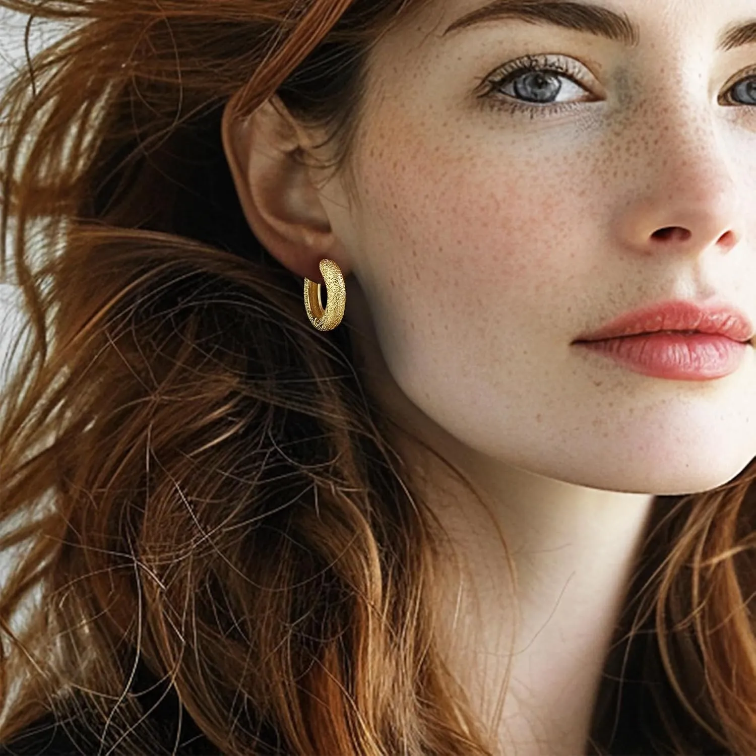 Vintage Textured Huggie Hoop Earrings Stud Earrings for Women, 18K Gold Plated Chunky Hoop Earrings, Hammered Heart Oval Round Disc Earrings