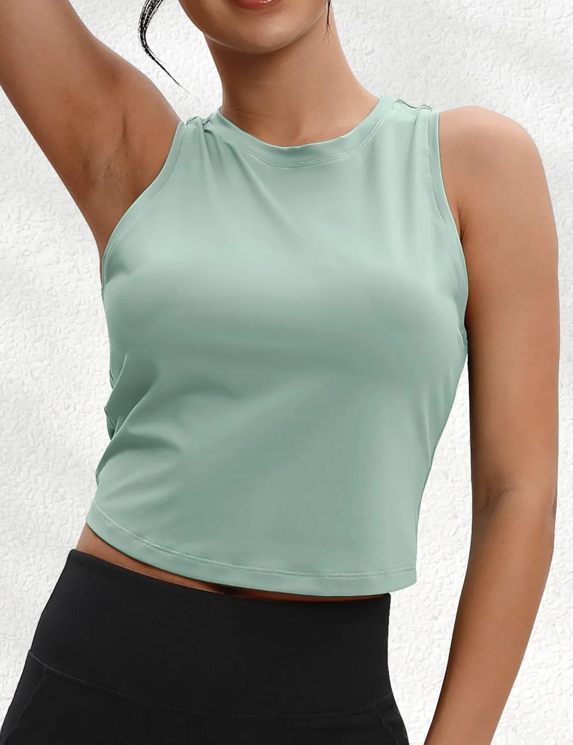 VOOVEEYA Ruched Workout Tops for Women Open Back - Going Out Crop Tops Backless Yoga Tops Tie Back