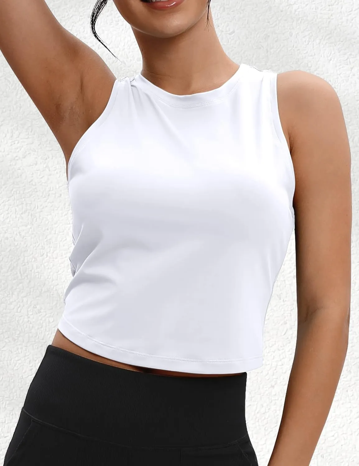 VOOVEEYA Ruched Workout Tops for Women Open Back - Going Out Crop Tops Backless Yoga Tops Tie Back
