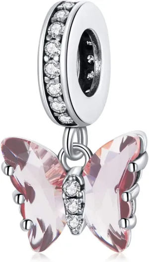 VOROCO Butterfly Dragonfly Cat Charm for Bracelet Cute Animal Collection Bead & Charm for Women Girls 925 Sterling Silver Pendant & Dangle Charm Jewelry for Bracelet and Necklace