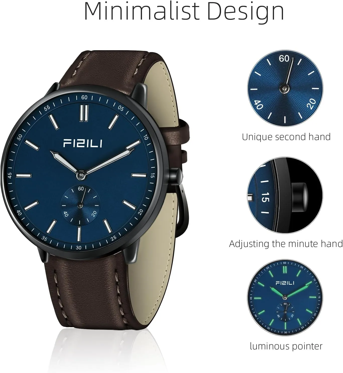 Watch Mens Watches Fashion Minimalist Ultra-Thin Watches for Men Waterproof Luminescent Hands Leather Strap