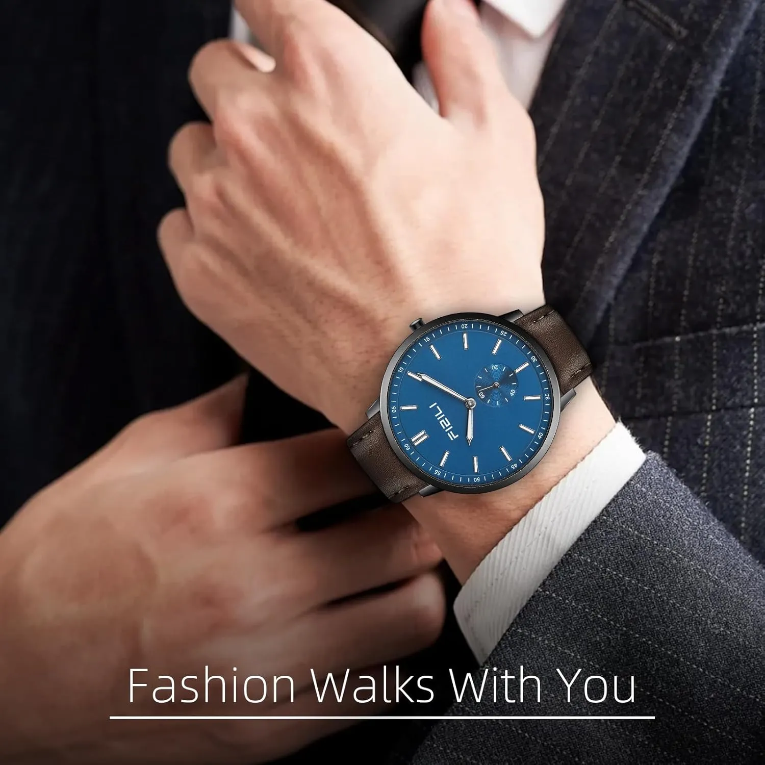 Watch Mens Watches Fashion Minimalist Ultra-Thin Watches for Men Waterproof Luminescent Hands Leather Strap