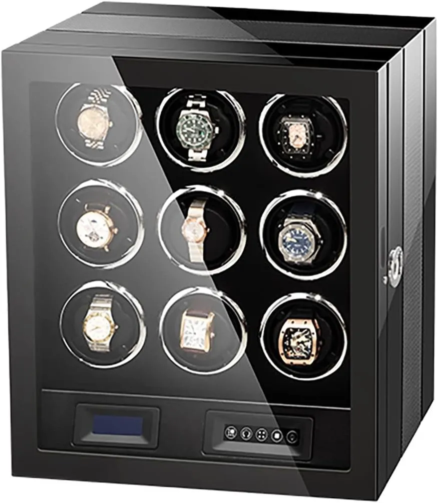 Watch Winder for 2 4 6 9 Automatic Watches Piano Baking Paint Luxury Mechanical Watch Storage Case with Quiet Motor Soft Flexible Pillows Watch Display Box