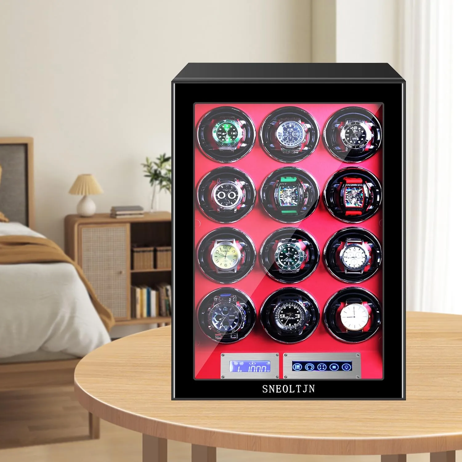 Watch Winder for 6/9/12 Slots Automatic Watches,Ultra-Quiet Japanese Motors, Built-in LED Illumination and LCD Touchscreen Control