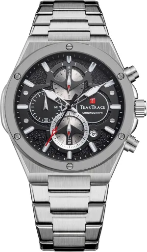 Watches for Men Quartz Analog Silver Mens Watches Luxury Waterproof Chronograph Luminous Dress Watch with Stainless Steel Starp for Business Casual Wear