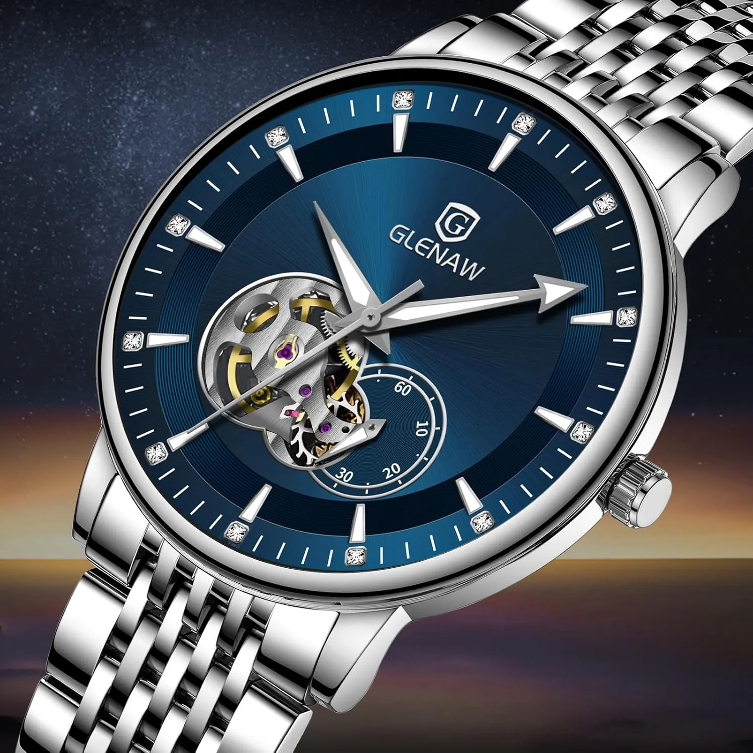 Watches for Men Tourbillon Skeleton Luminous Luxury Mechanical Self Winding Men's Wrist Watch Waterproof