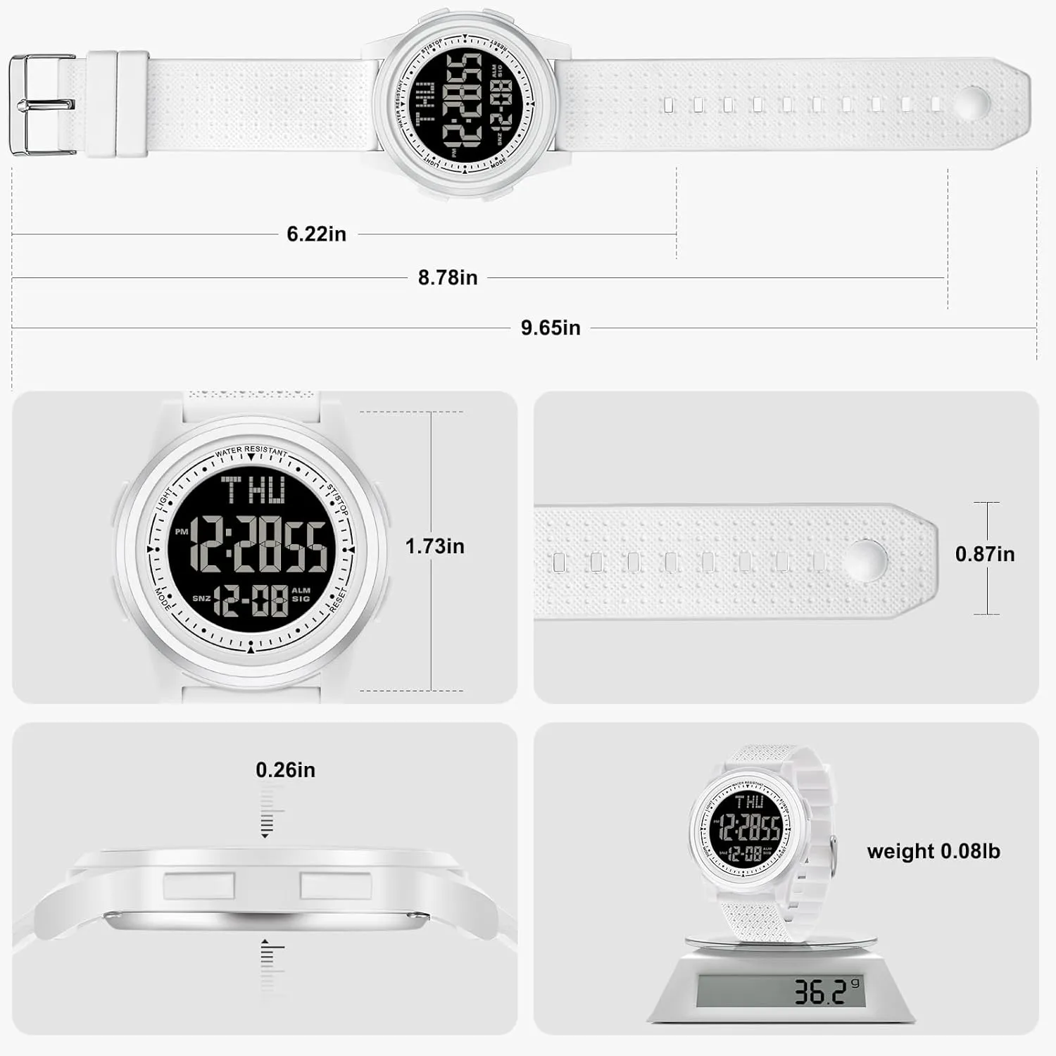 Watches for Men, Ultra-Thin Digital Watch Men with Stopwatch Countdown Alarm Wide-Angle Display Waterproof Minimalist Mens Watch Gifts for Mens Womens