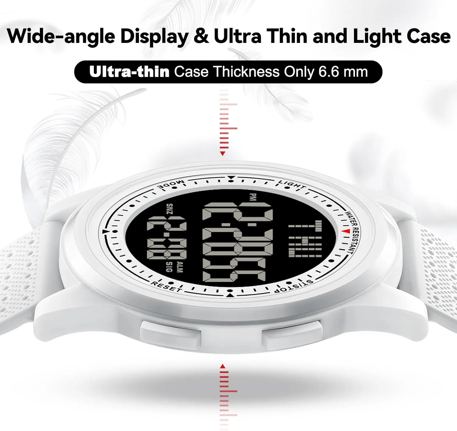 Watches for Men, Ultra-Thin Digital Watch Men with Stopwatch Countdown Alarm Wide-Angle Display Waterproof Minimalist Mens Watch Gifts for Mens Womens