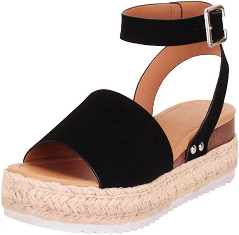 Wedge Sandals for Women Open Toe Espadrilles Sandals Dressy Summer Platform Sandals Breathable Sandals With Ankle Strap