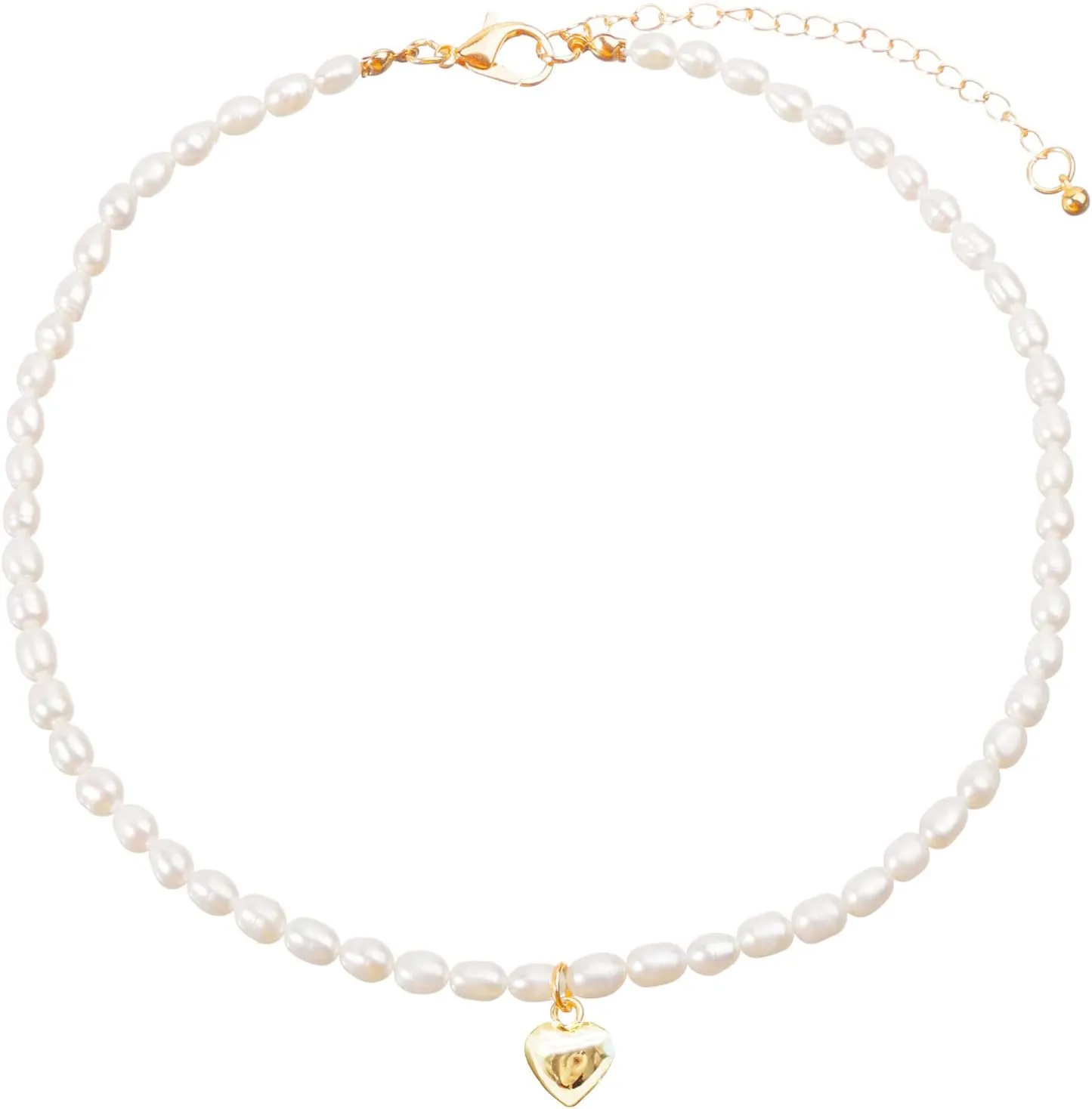 wgoud Natural Freshwater Pearl Choker Necklace for Women, Trendy 14K Gold Plated Pearl Necklaces Handmade Jewelry Gift