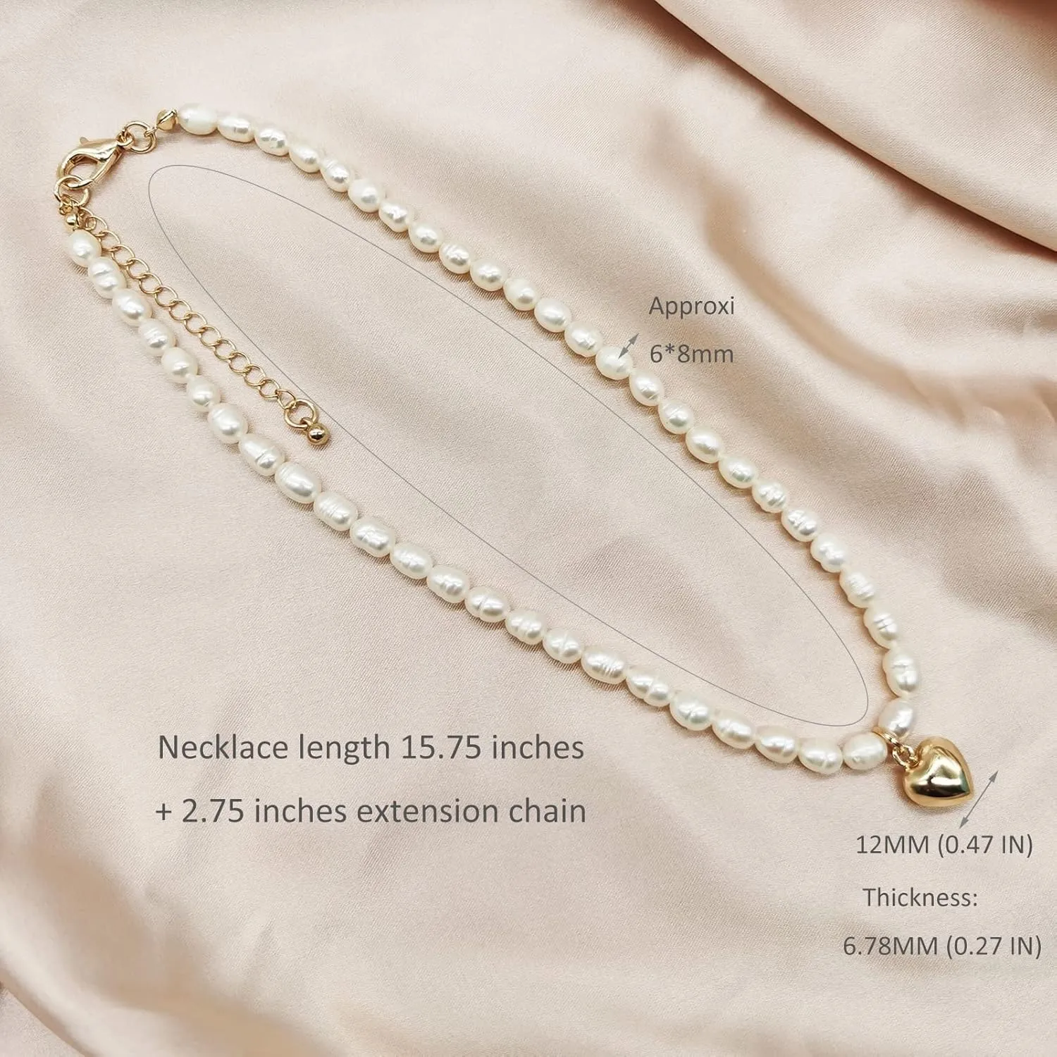 wgoud Natural Freshwater Pearl Choker Necklace for Women, Trendy 14K Gold Plated Pearl Necklaces Handmade Jewelry Gift