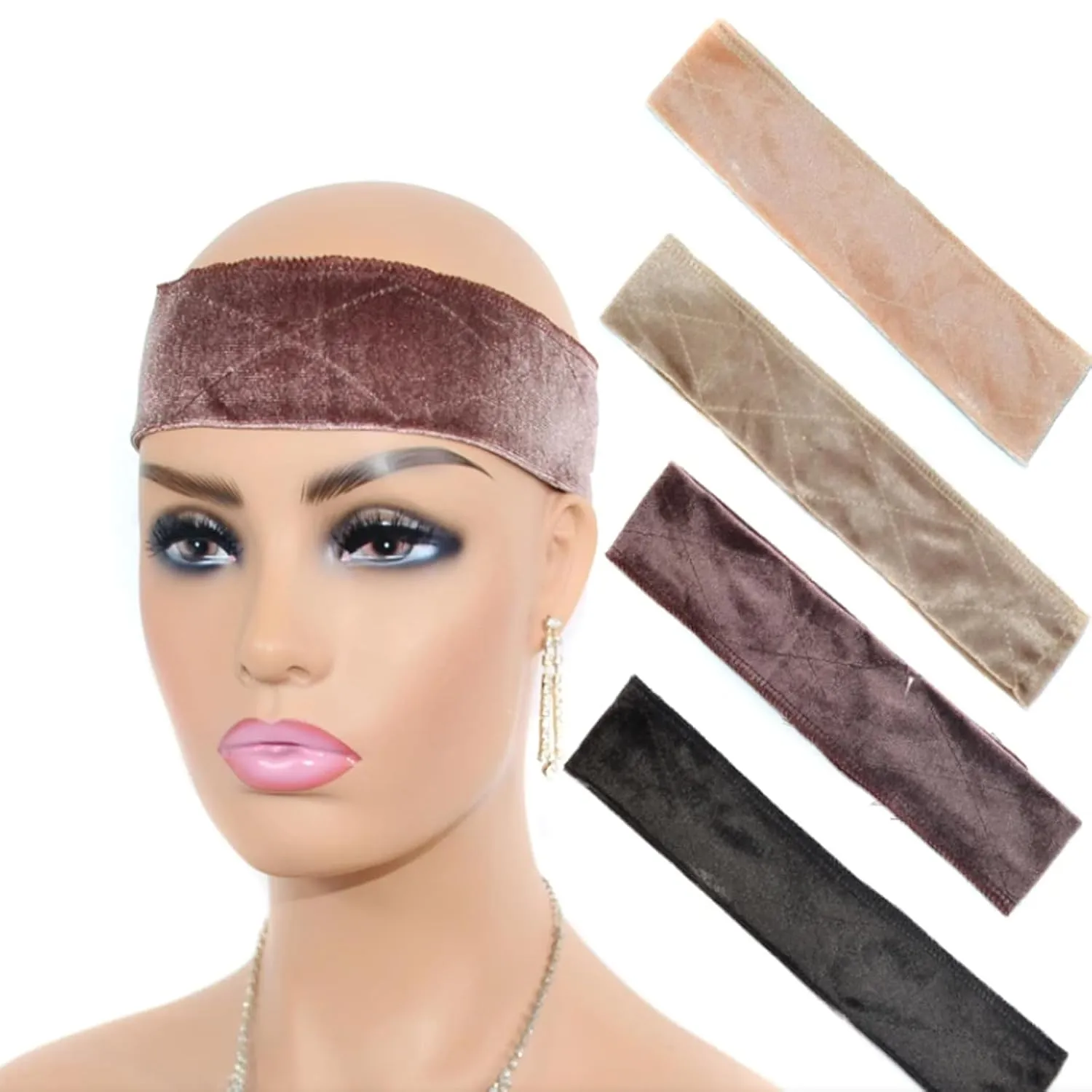 Wig Grip Elastic Scarf Headband, Adjustable Wig Grip Band with Mesh Caps, for Keeping Wigs in Place (Black, 21.6inch)