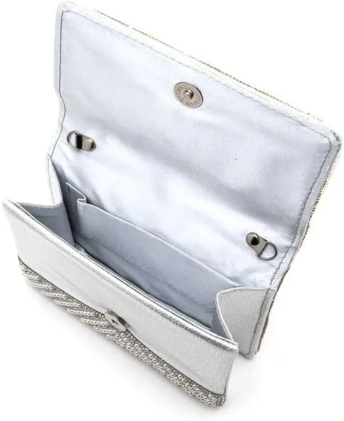 Women Elegant Pearl Studded Rhinestone Handle Clutch Bag Party Purse brides, bridesmaids, or evening partygoers