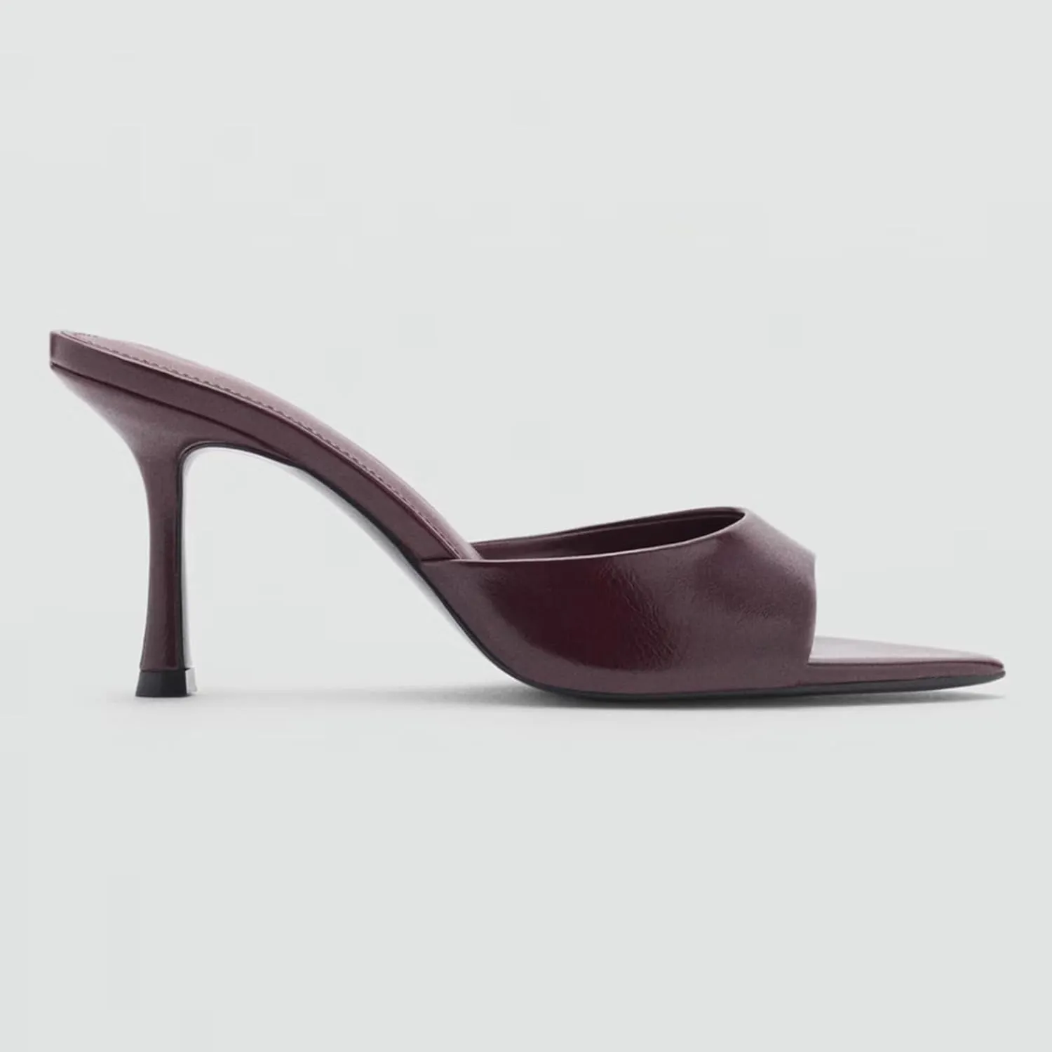 Women Heeled Mules Pointed Peep Toe Stiletto High Heel Slip on Backless Summer Mules Slide Sandals Fashion Dress Shoes