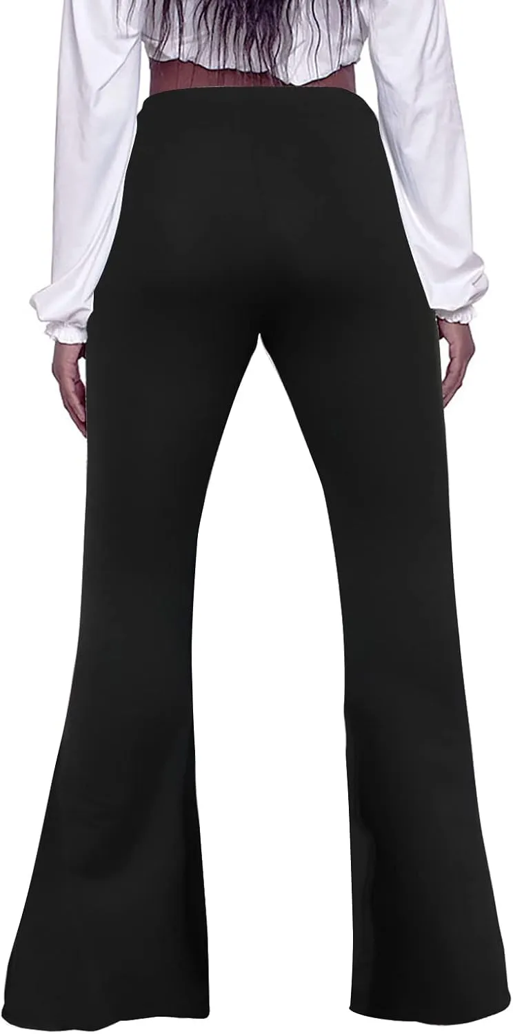 Women High Waisted Fit Flare Ethnic Paisley Floral Bell Bottoms Yoga Pants Flared Leggings