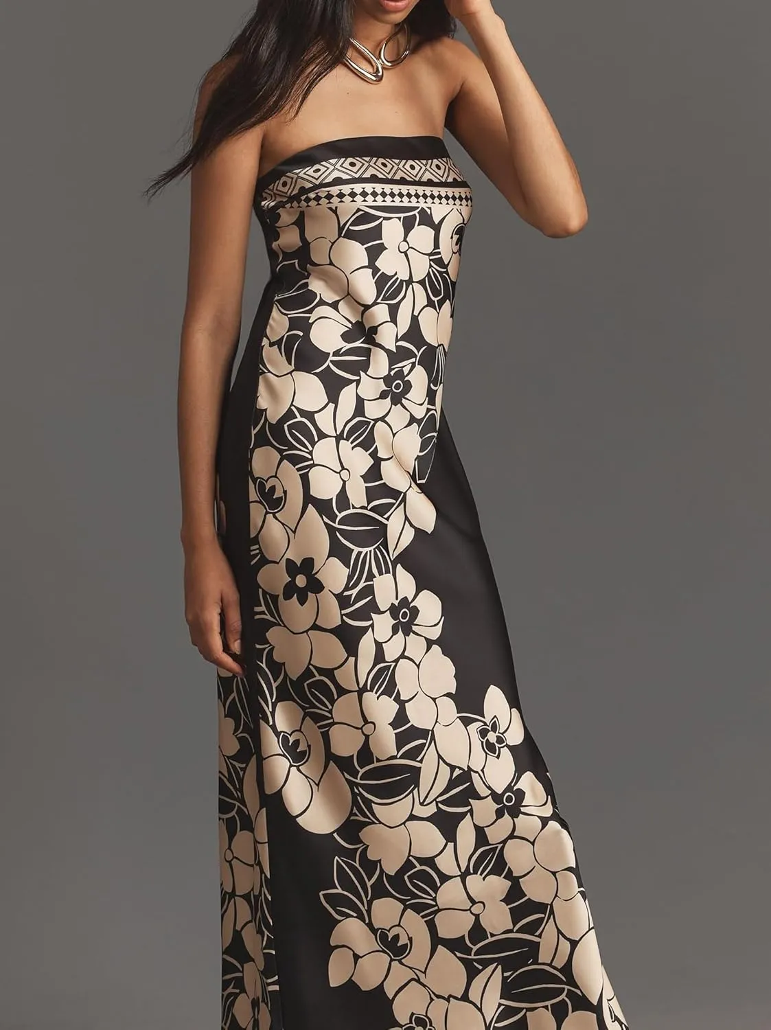 Women Summer Floral Maxi Dress Sexy Backless Bodycon Long Dresses with Scarf Formal Cocktail Tube Sundress