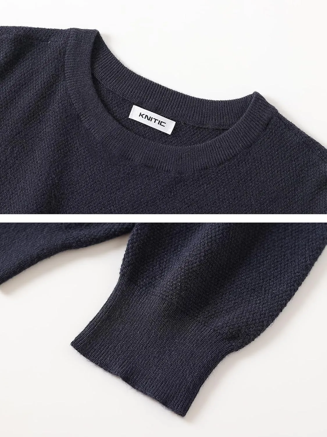 Women Tops Casual Solid Lace Crewneck Long Sleeved Knit Sweater