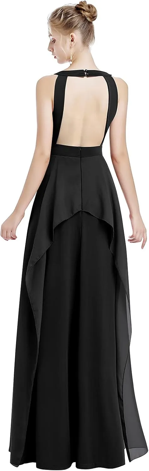 Women Transformer Hi Low Evening Long Prom Dress Halter Convertible Multi Way Spaghetti Strap Wedding Cocktail Maxi Gown