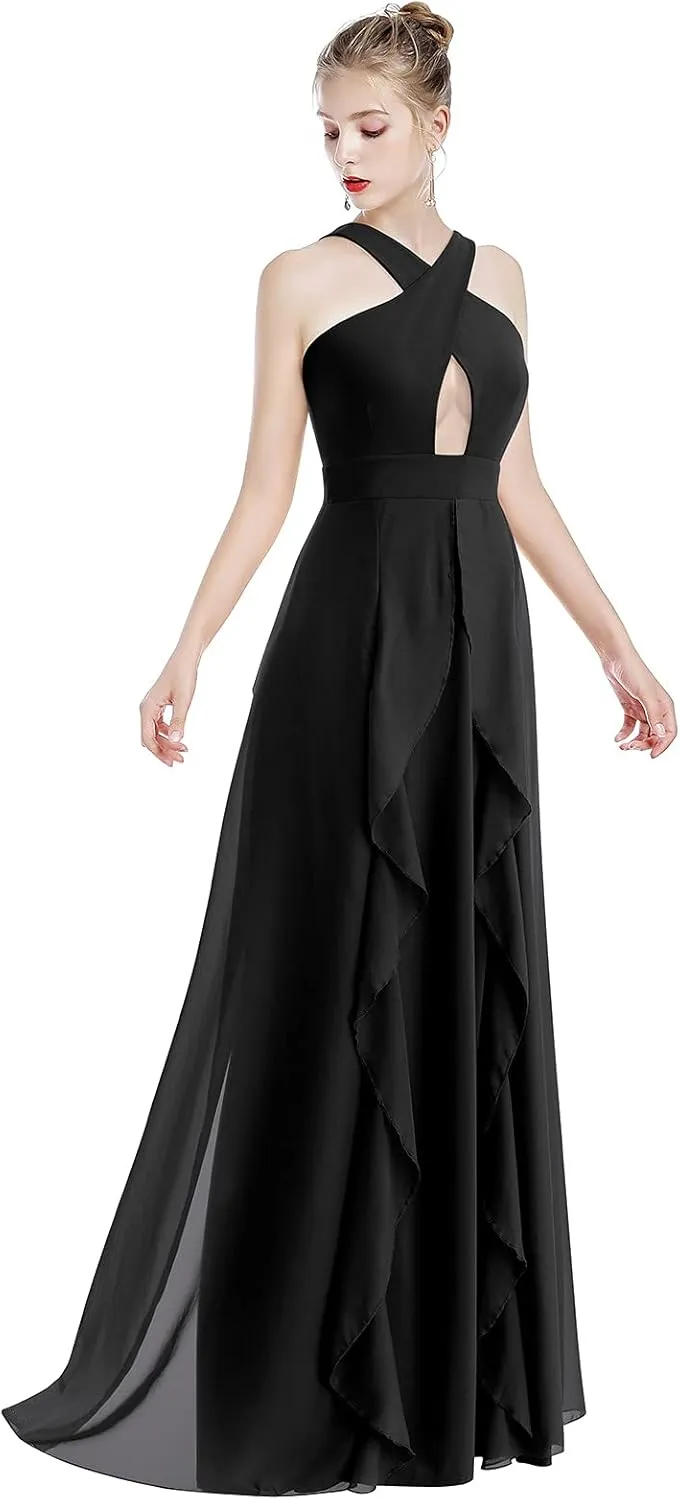 Women Transformer Hi Low Evening Long Prom Dress Halter Convertible Multi Way Spaghetti Strap Wedding Cocktail Maxi Gown