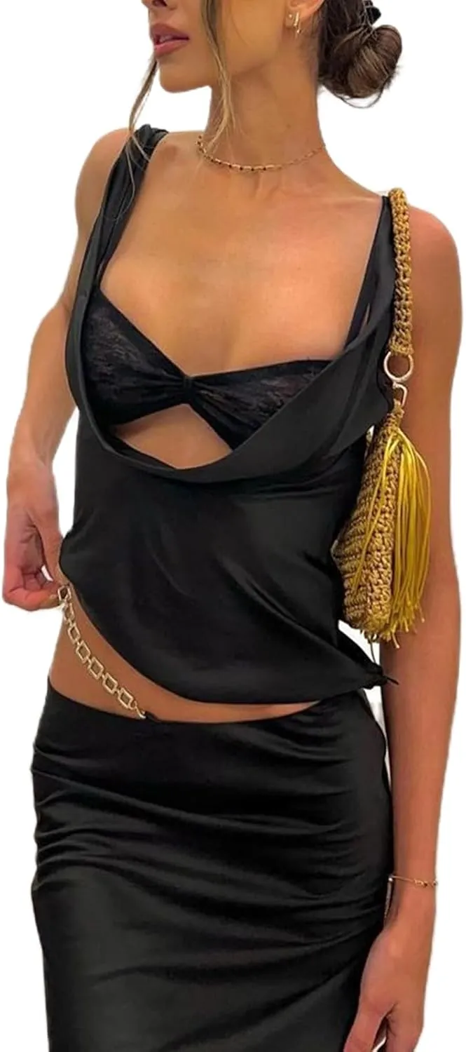Women Y2k Corset Tank Top Sexy Sleeveless Sweetheart Neck Fitted Crop Camisole Bustier Summer Silk Satin Vest Shirts