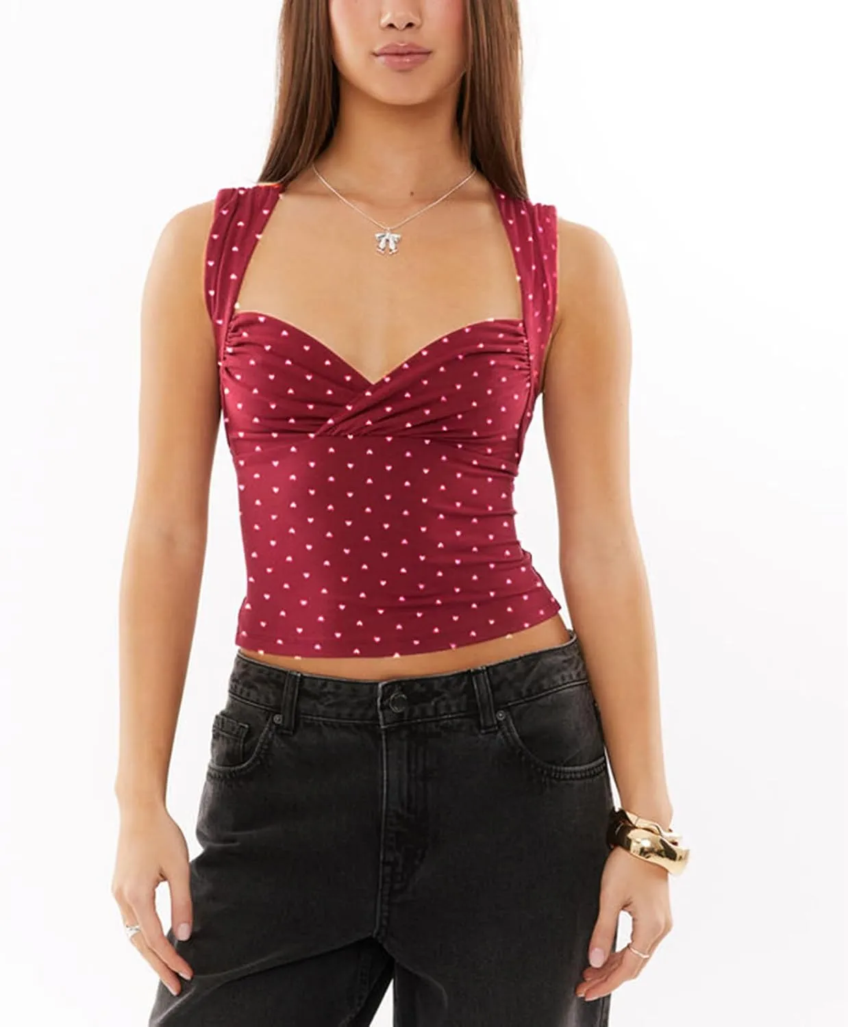 Women Y2k Corset Tank Top Sexy Sleeveless Sweetheart Neck Fitted Crop Camisole Bustier Summer Silk Satin Vest Shirts
