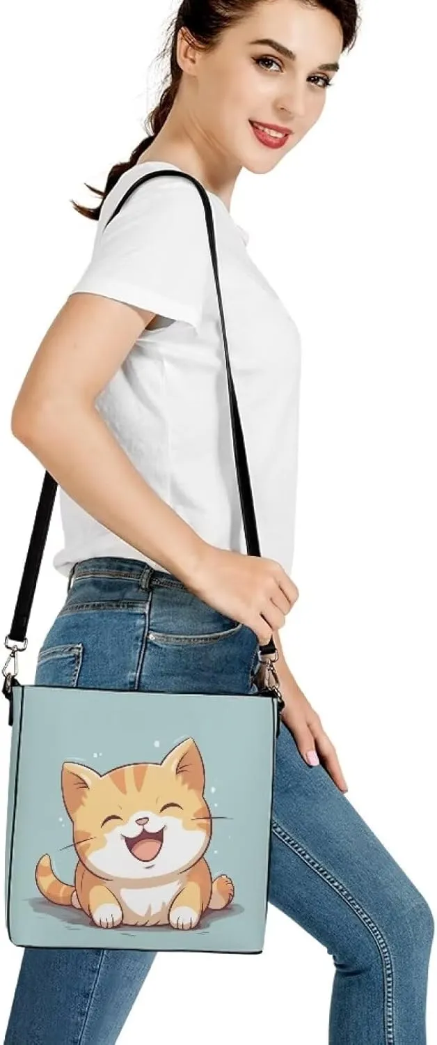 WomenLeather Bucket Bags Medium Universal Large Shoulder Tote Handbag with 2 Straps