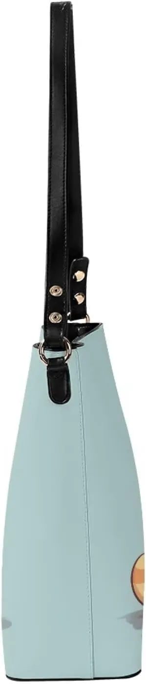 WomenLeather Bucket Bags Medium Universal Large Shoulder Tote Handbag with 2 Straps