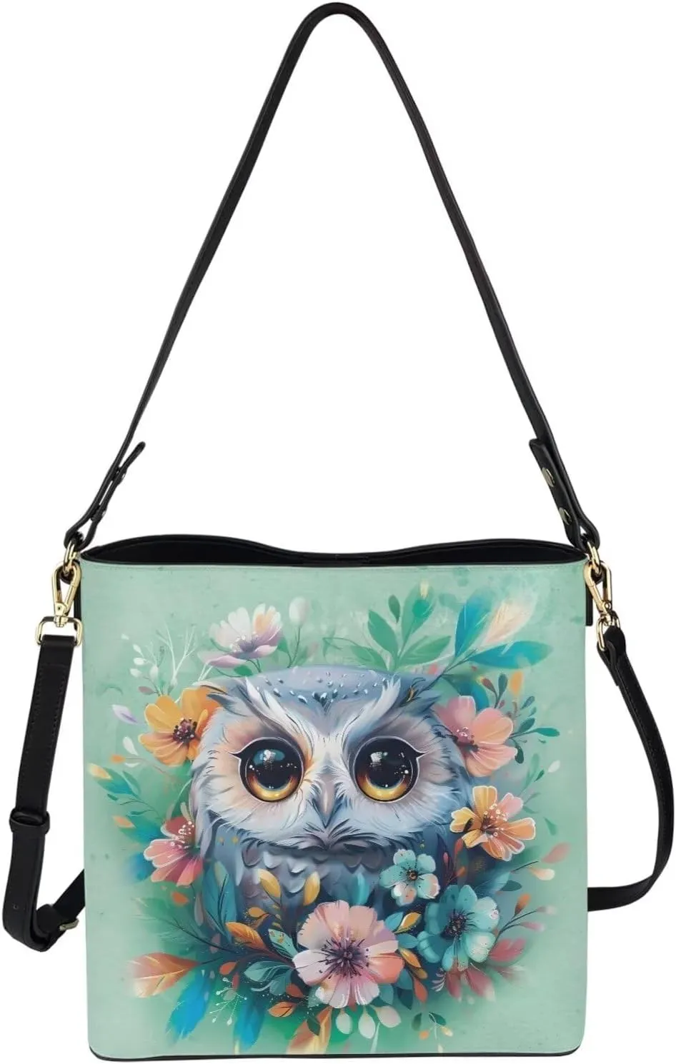 WomenLeather Bucket Bags Medium Universal Large Shoulder Tote Handbag with 2 Straps