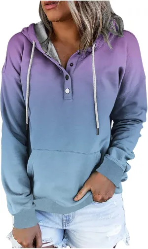 Womens 2023 Fall Fashion Hoodies Pullover Tops Casual Long Sleeve Button Up Sweatshirts Y2k Teen Girl Street Hoodies