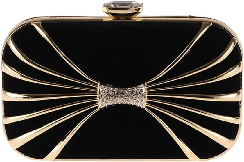 Women's Bag Alloy Evening Bag Studded Small Square Clutch Velvet Ladies Clutch