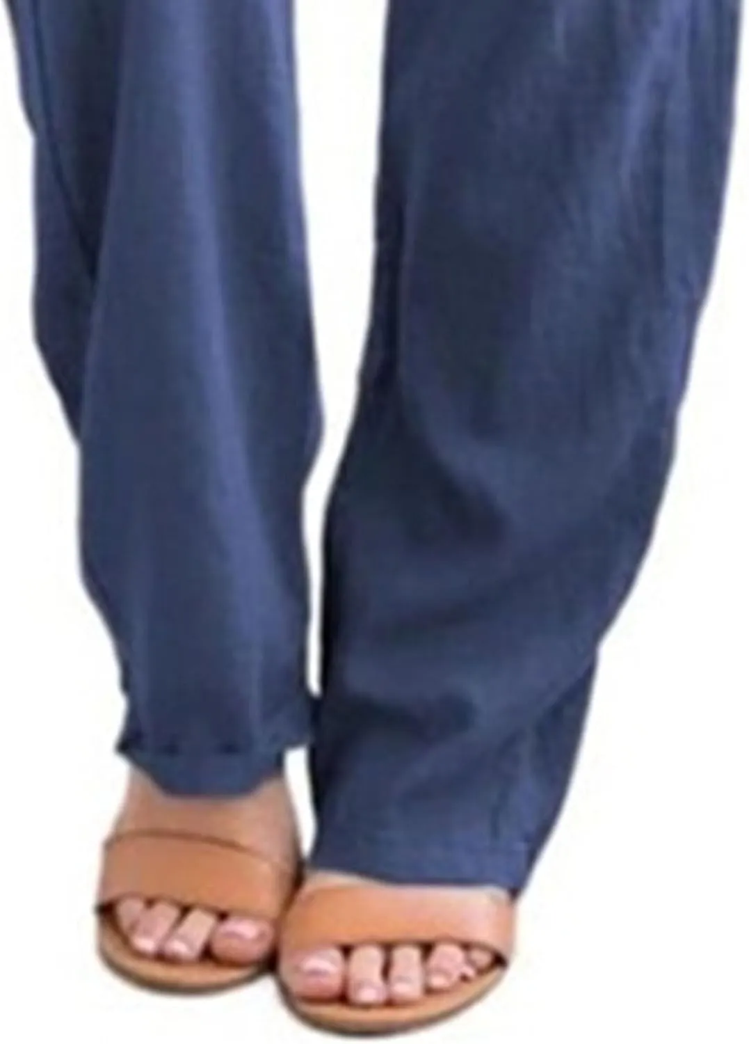 Womens Casual Linen High Waist Pants Drawstring Loose Fit Summer Pants Trousers with Side Pockets 2025 Trendy
