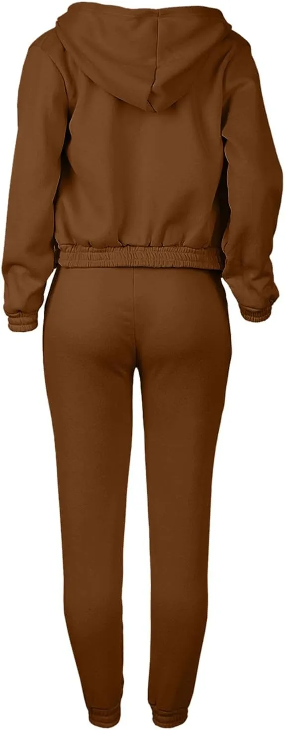 Women's Casual Tracksuit 3 Piece Outfits Sets Solid Color Zipper Hooded Sweatshirt Pants and Top Vest Jogger Outfits