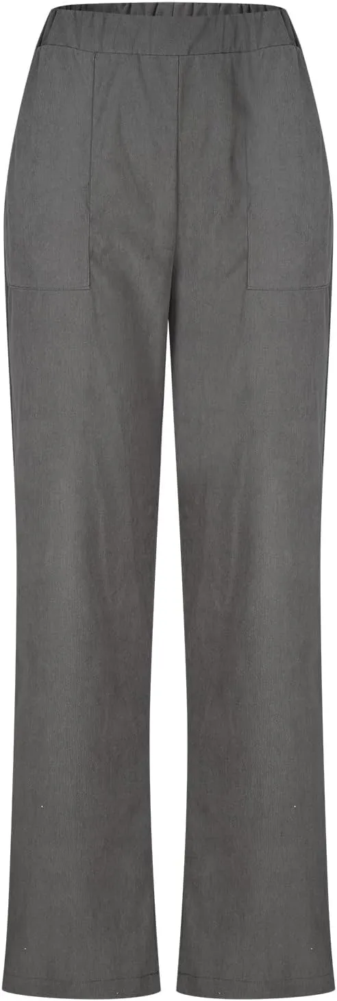 Women's Corduroy Pants High Rise Elastic Waist Straight Leg Pants Pull On Business Casual Trouser with Pockets
