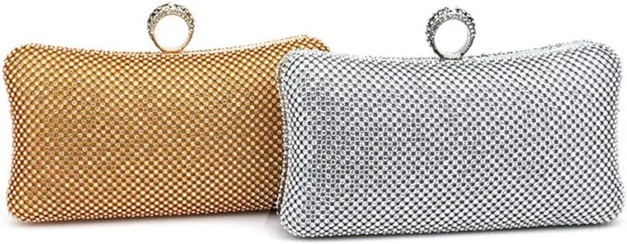 Women's Diamond Studded Evening Bag With Chain Shoulder Bag Handbags Wallets Wedding Clutch Bags