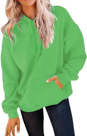 Women's Fall Casual Hoodies Solid Long Sleeve Drawstring Hooded Chunky Warm Pullovers Oversized Exercise Sweatshirt