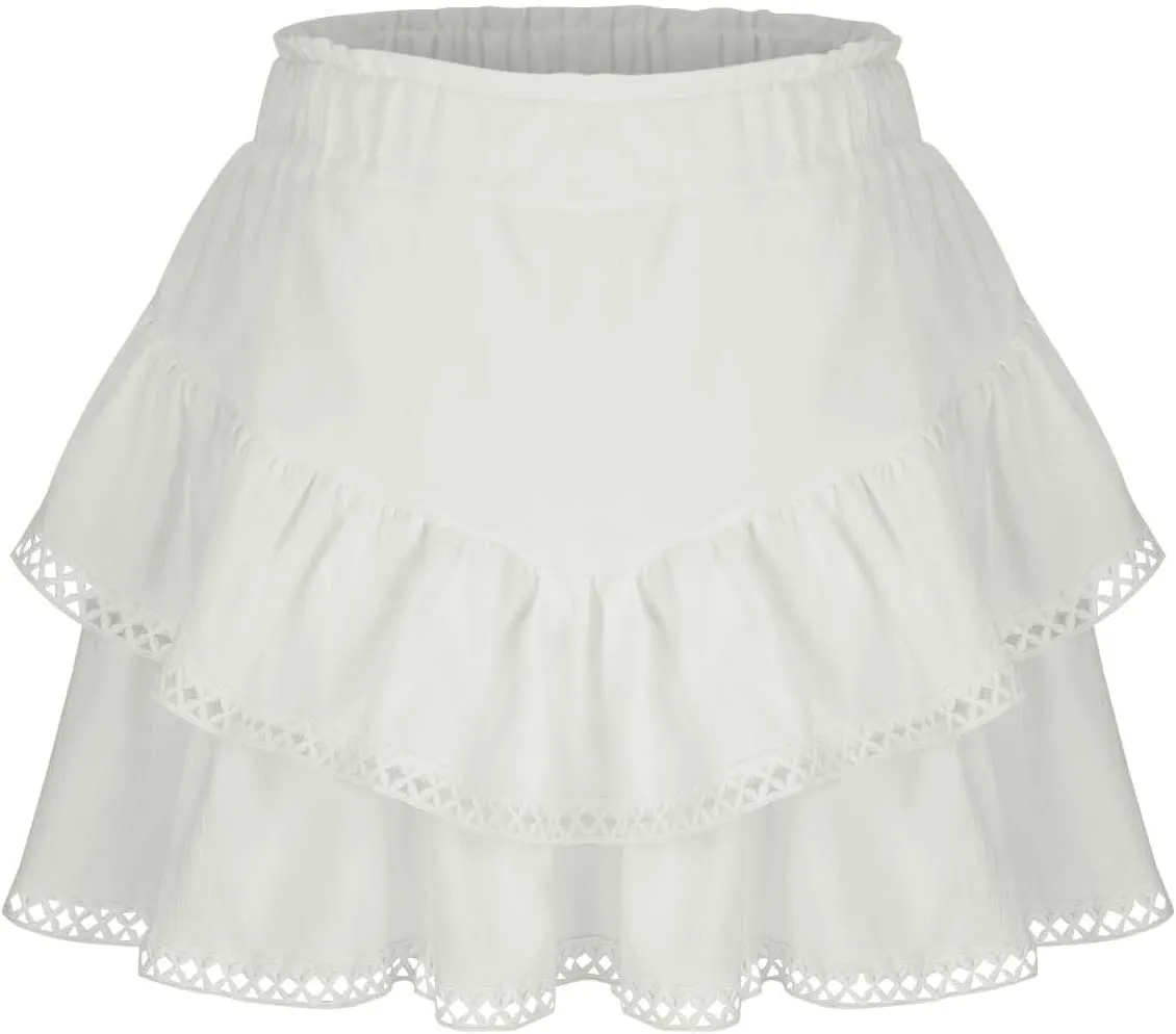 Women's Flowy Shorts High Waist Pleated Mini Skirts Casual Boho Ruffle Tiered Skorts Cute Comfort Cotton Shorts