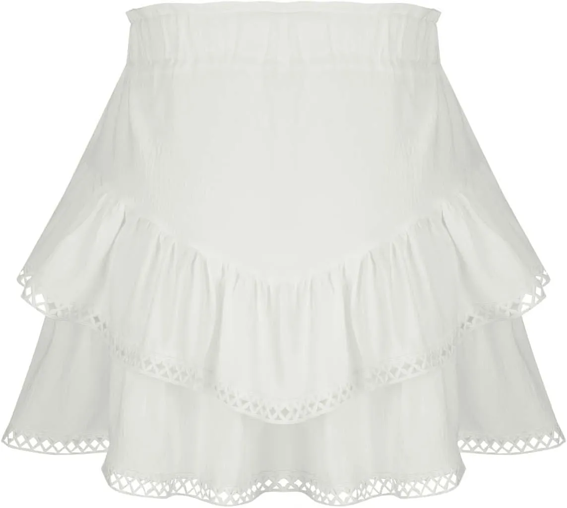 Women's Flowy Shorts High Waist Pleated Mini Skirts Casual Boho Ruffle Tiered Skorts Cute Comfort Cotton Shorts