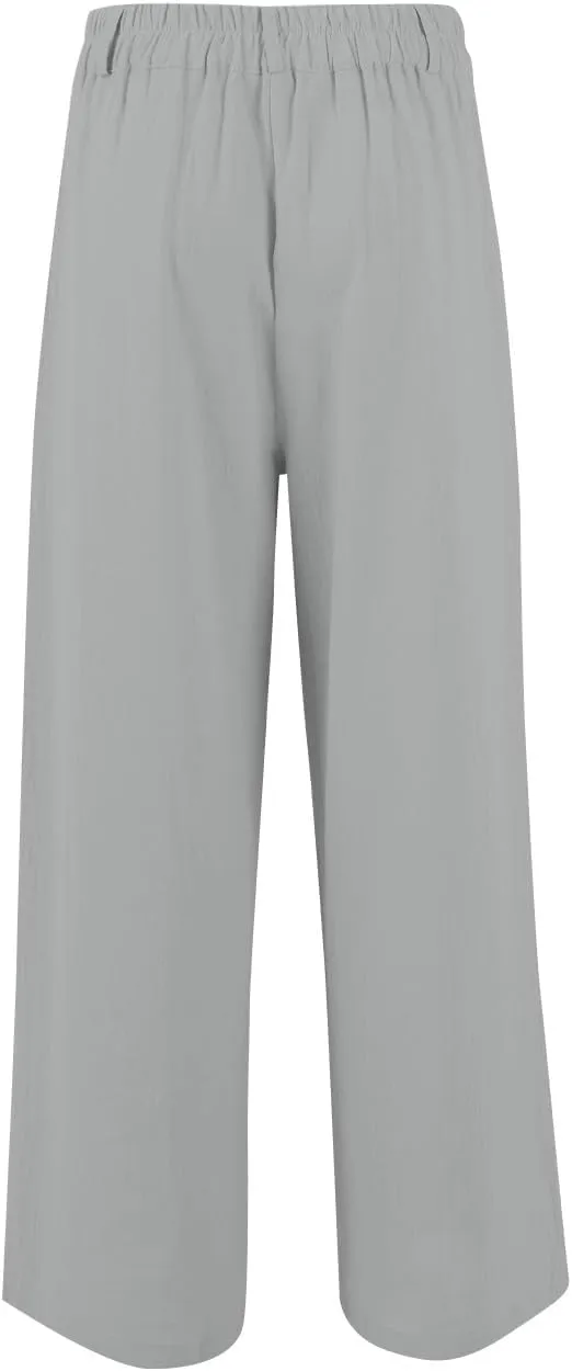 Womens High Waist Drape Button Wide-Leg Pants Casual Dress Trendy Office Work Palazzo Trousers Loose Stretch Pant