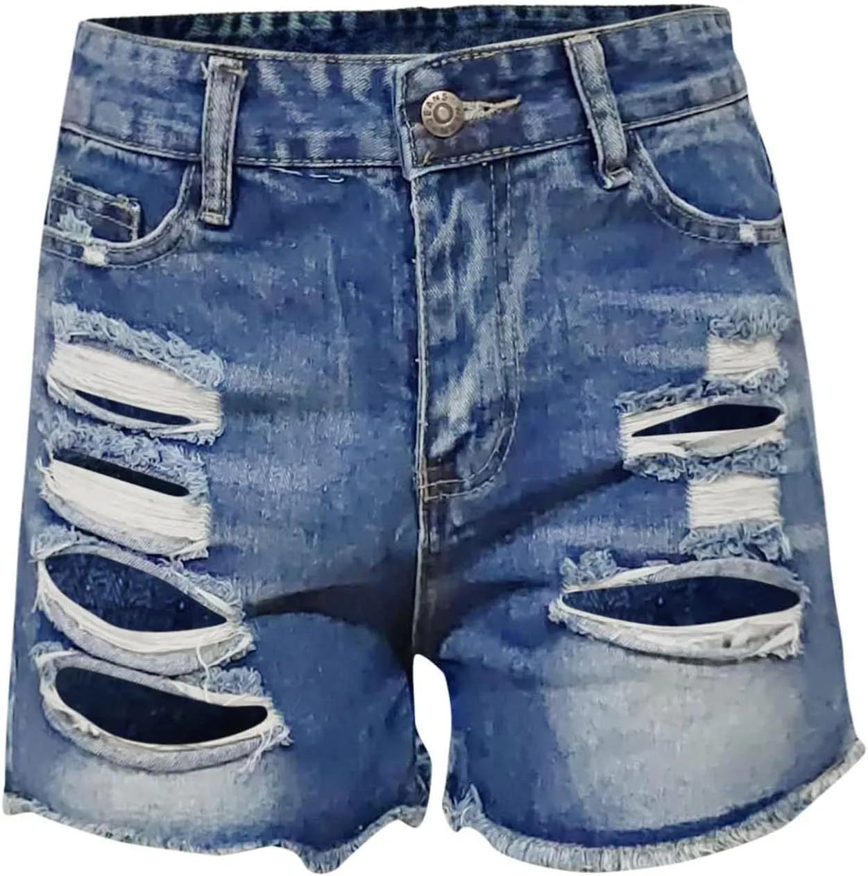 Women's High Waisted Denim Shorts Casual Ripped Summer Hot Short Jeans Raw Hem Stretchy Denim Jeans Shorts
