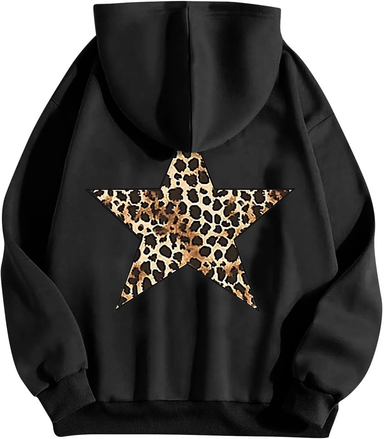 Women's Hoodies Oversized Sweatshirts Long Sleeve Y2k Leopard Star Print Pullover Tops Fall Winter Top with Pocket
