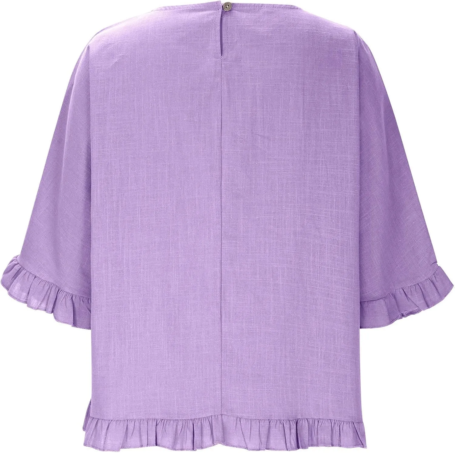 Womens Linen Tops Crewneck Half Sleeve Shirts Casual Loose Fitted Solid Cotton Linen Vacation Summer Outfits