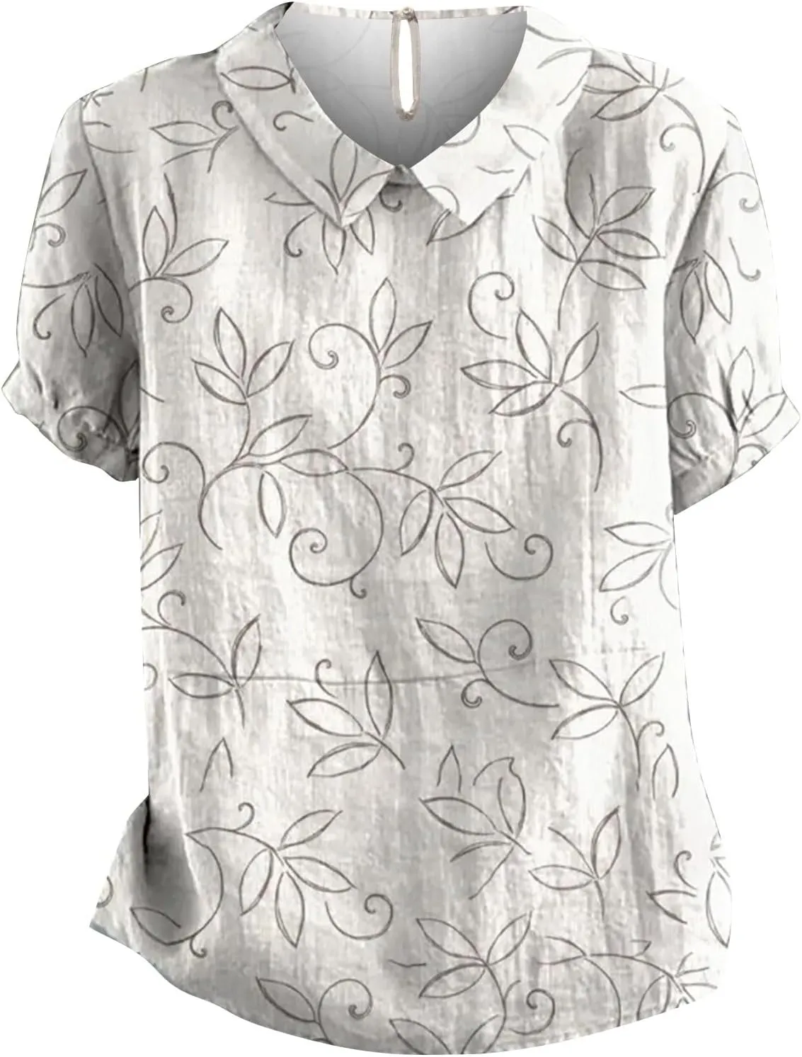 Womens Linen Tops Loose Plus Size Short Sleeve Lapel T Shirt Linen Loose Large Size Thin Lapel Shirt Oversized Linen Shirts